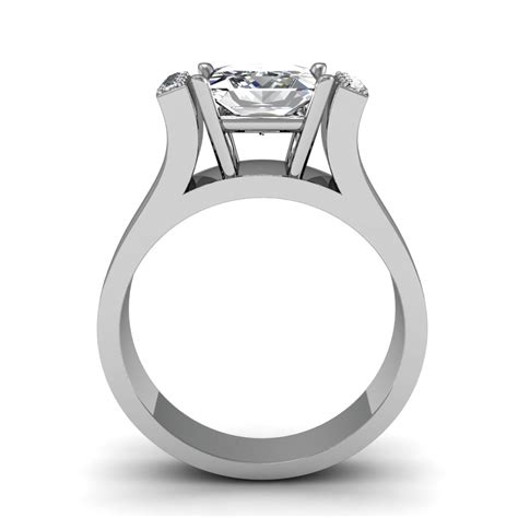 115ct Emerald Cut Natural Diamond Tension Setting With Pave Natural Diamonds Engagement Ring