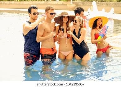 Portrait Sexy Bikini Pool Party Enjoy Stock Photo Shutterstock