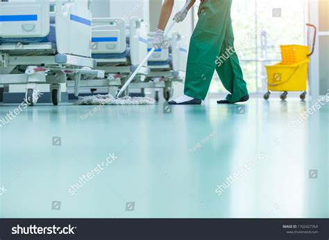Cleaner Using Mops Cleaner Mop Uniform Stock Photo 1702427764 ...
