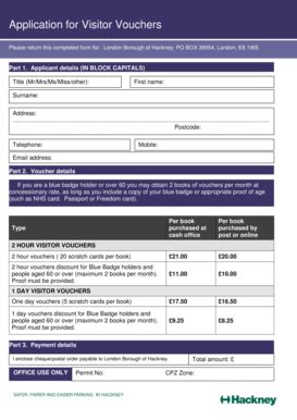 Fillable Online Hackney Gov Visitor Vouchers Application Form Pdf