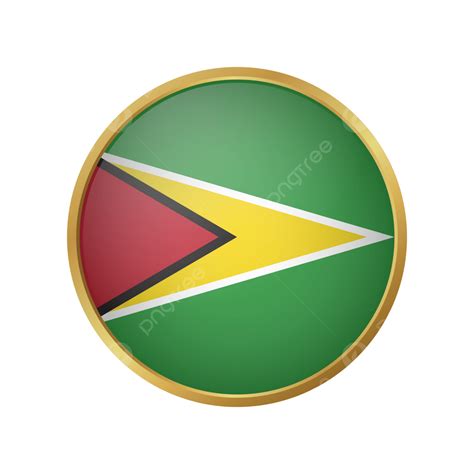 Vector De La Bandera De Guyana Con Marco De Oro Redondo Png Guyana