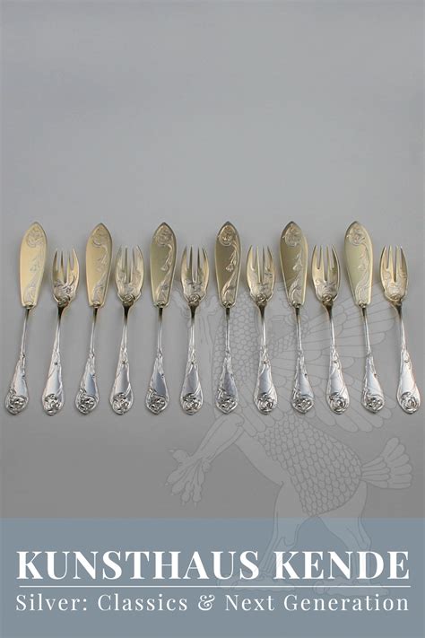 Jugendstil Fischbesteck Silber Bruckmann Iris Weltausstellung Paris