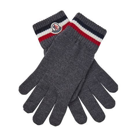 Moncler Wool Striped Logo Gloves In Charcoal Gray For Men Lyst