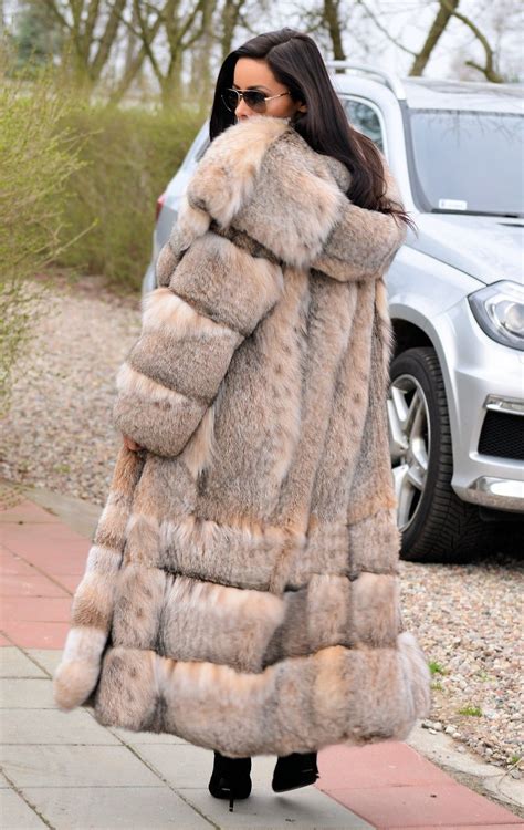 New Lynx Fur Long Coat Hood Class Russian Sable Jacket Mink Fox