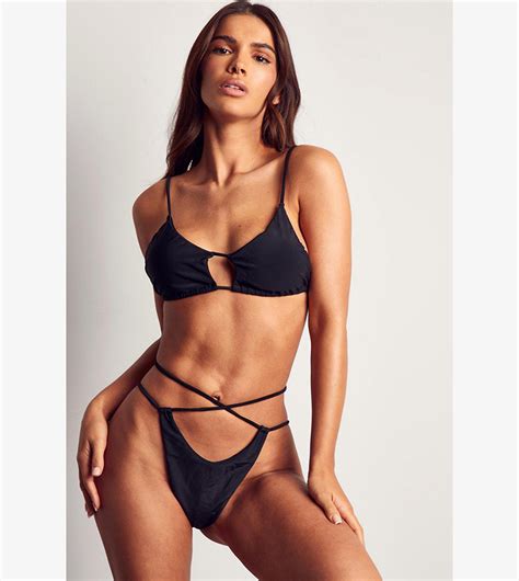 Buy Misspap Strappy High Leg Bikini Bottom In Black Thstreet Kuwait