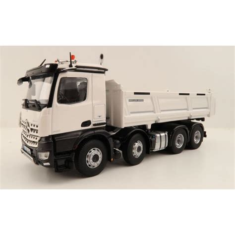 Nzg 106604 Mercedes Benz Arocs 8x4 Meiller Dump Truck White Scale 150