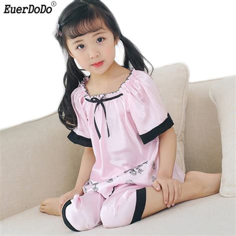 Qoo10 Girls Pajamas Summer Silk Sleepwear Kids Pajamas For Girls