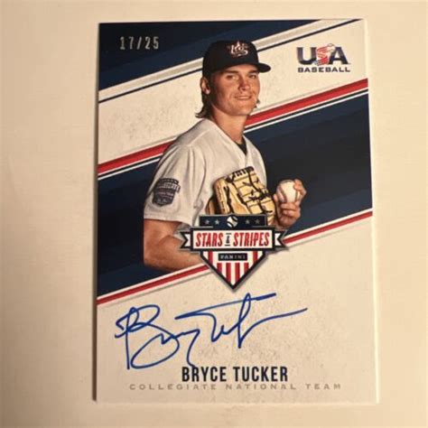 Usa Baseball Stars Stripes Cnt Signatures Blue Ink Bryce Tucker