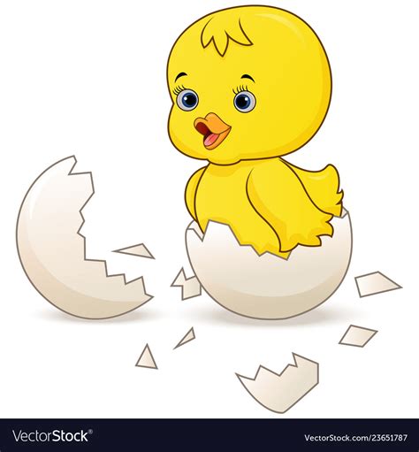 Cute little cartoon chick hatched from an egg Vector Image