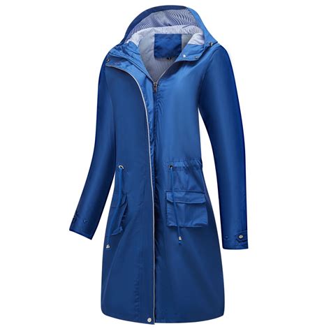 Homgro Womens Hooded Rain Jacket Long Waterproof Raincoat Ladies Fashion Casual Full Zip Anorak