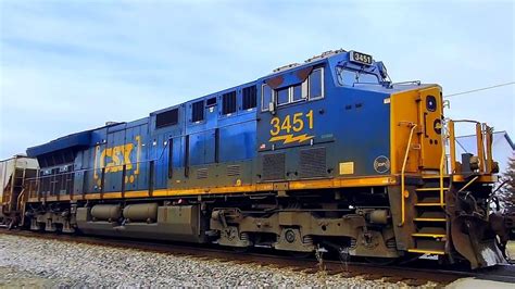 Triple Engine Csx Manifest Train In Hoopeston Illinois Youtube