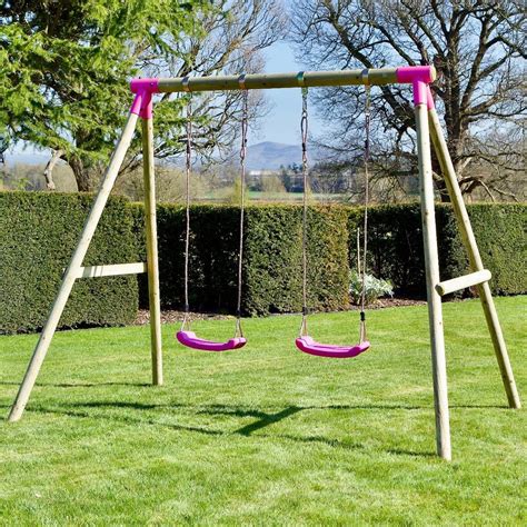 Rebo Wooden Garden Swing Sets Venus Pink Wooden Garden Swing