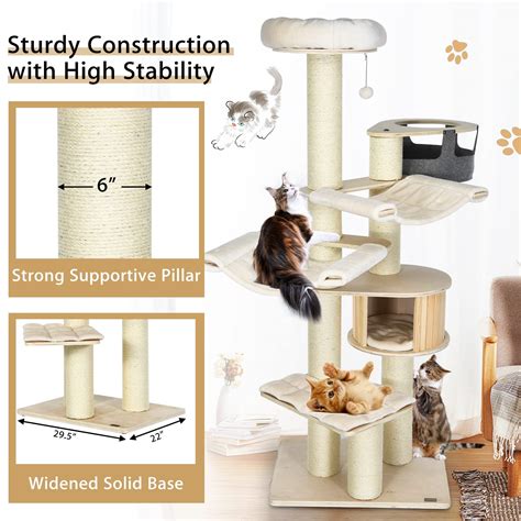 Buy Tangkula Modern Cat Tree Multi Level Large Cat Tower W Cat Condo