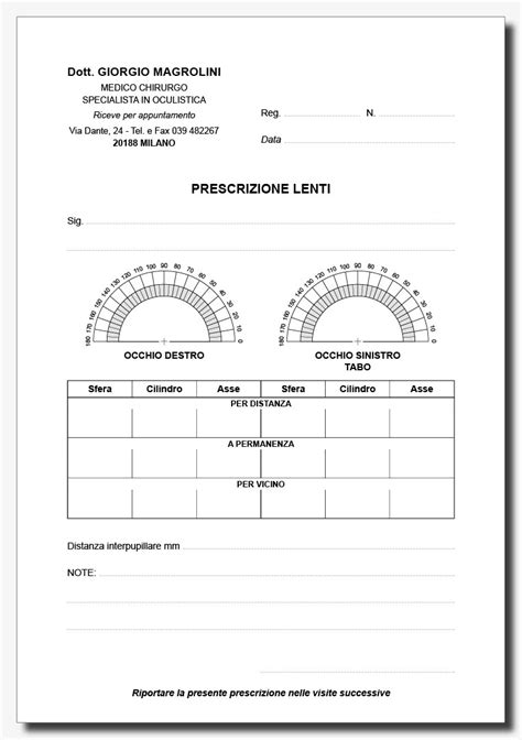 Stampa Prescrizioni Lenti Personalizzate Per Medici Oculisti