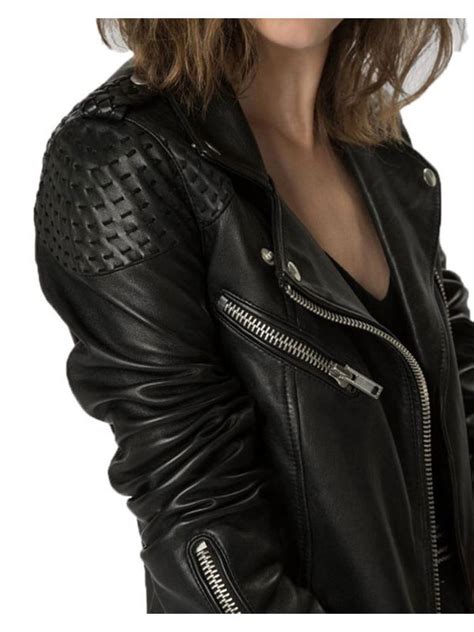 Arrow Laurel Lance Black Biker Leather Jacket Stars Jackets