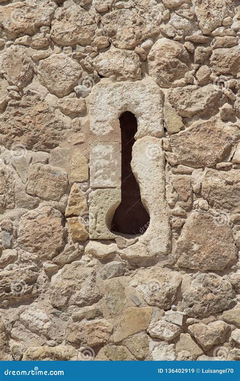 Arrow Slit In The Stone Wall Of A Castle Stock Image Image Of Bays