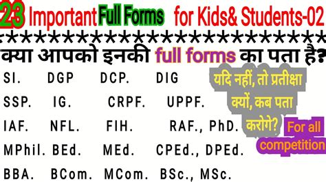 Most Important Gk Full Forms Full Forms General Knowledge Full