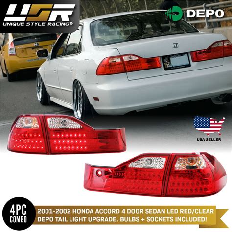 DEPO Euro Style Red Clear LED Tail Light For 2001 2002 Honda Accord 4