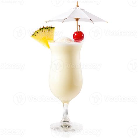 Pina colada glass tall and filled with creamy white coconut cocktail ...