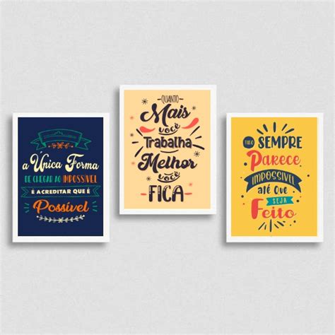 Kit 3 Quadros Frases Motivacionais Trabalho Quadros Online