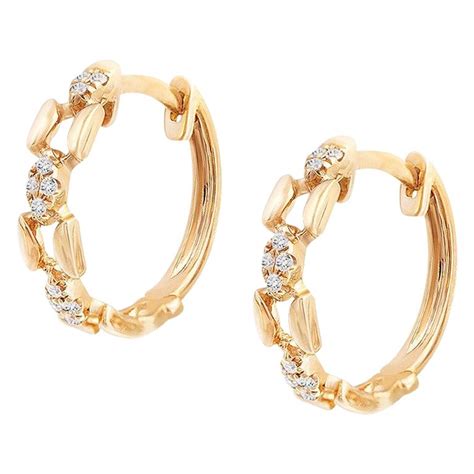 Yellow Gold 18 Karat Cognac Diamond Hoop Earrings For Sale Free