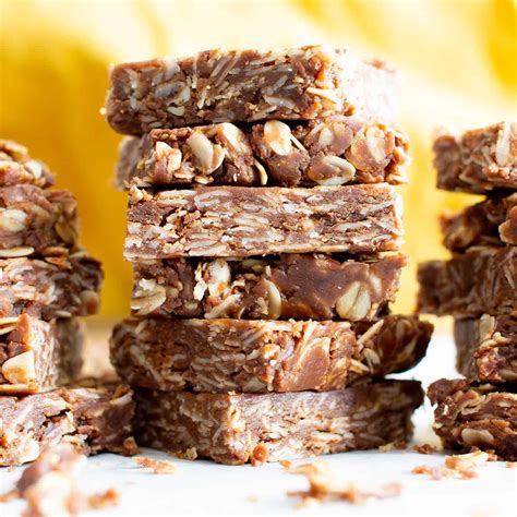 4 Ingredient Chocolate Peanut Butter No Bake Granola Bars Beaming Baker