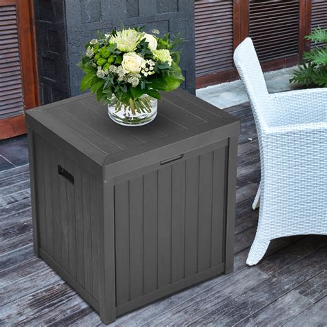 Ainfox Large 55 Gallon Resin Wicker Patio Storage Deck Box With Pool