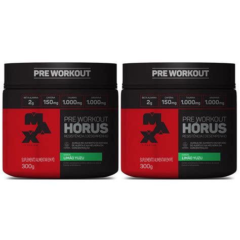 Kit 2x Pré Treino Hórus 300g 600g Max Titanium Shopee Brasil