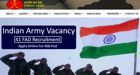 Indian Army 41 FAD Recruitment 2021 458 Post Apply Online For