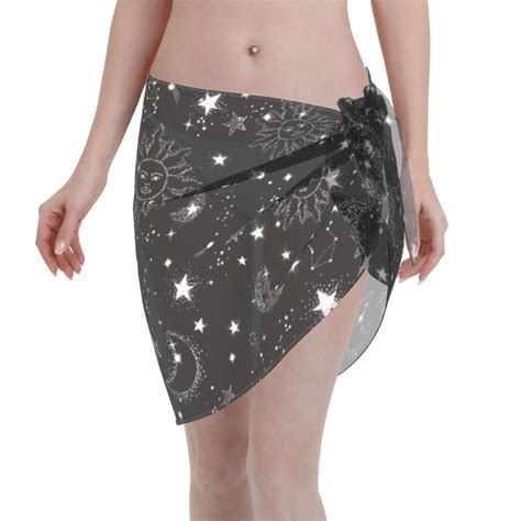 Coaee Space Galaxy Women S Short Sarongs Beach Wrap Sheer Bikini Wraps Chiffon Cover Ups For