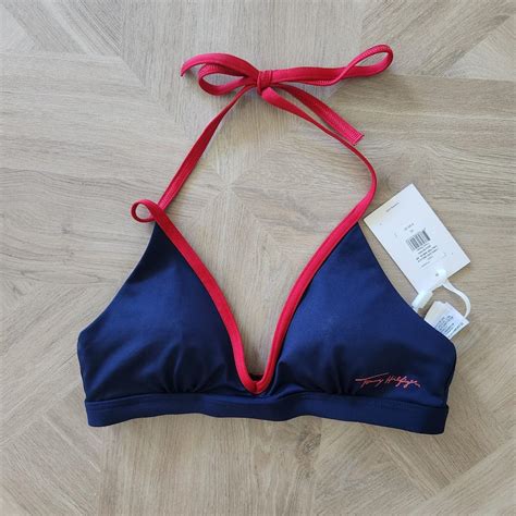 Tommy Hilfiger Bikini Top Navy Red Size XS New With Depop