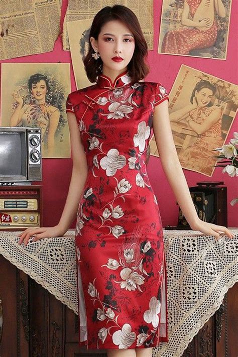 Qipao Dress In Dresses Red Floral Qipao