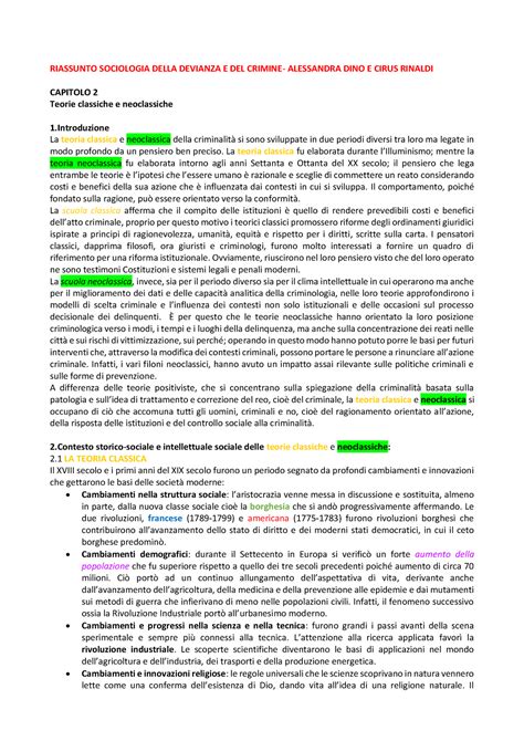 Riassunto Sociologia Della Devianza E Del Crimine Riassunto