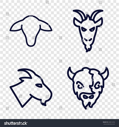 Goat Icons Set Set Goat Stock Vector Royalty Free