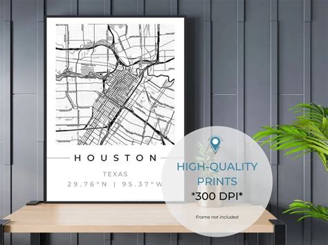 Houston City Map Digital Square Map Houston Neighborhood Map Houston