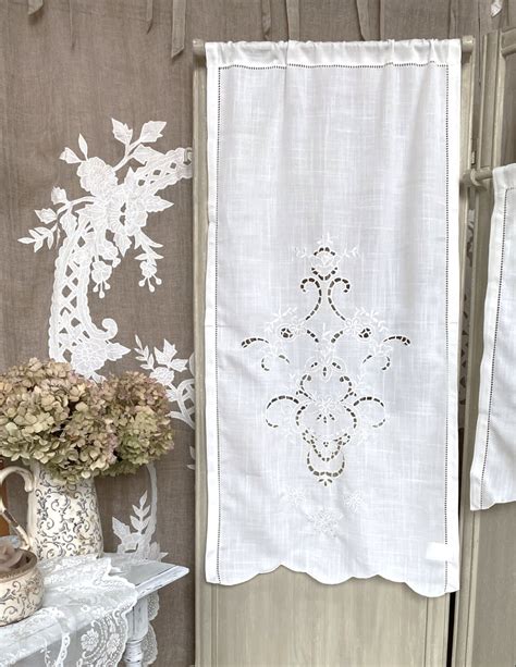 Lot de 2 brise bises Shabby Chic 60x120cm Blanc Mariclo Déco d Élise