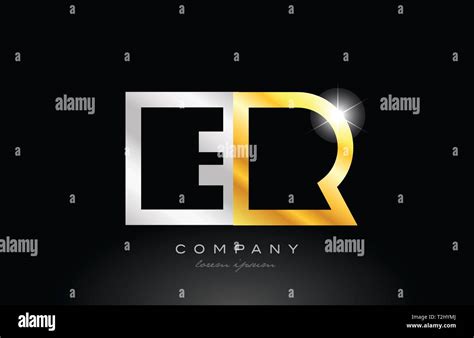 Gold Silver Alphabet Letter Logo Combination Er E R Design Suitable For