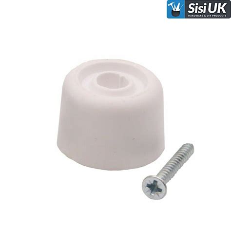 4x Rubber Door Stopper White Or Black 28mm Includes Screws Stops