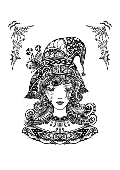 Modern Witch Coloring Page Download Printable Pdf Templateroller