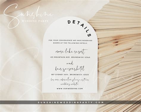 Modern Wedding Arch Details Card Template Minimalist Wedding Arch