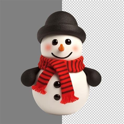 Renderiza O D De Um Boneco De Neve Isolado Em Fundo Transparente Png