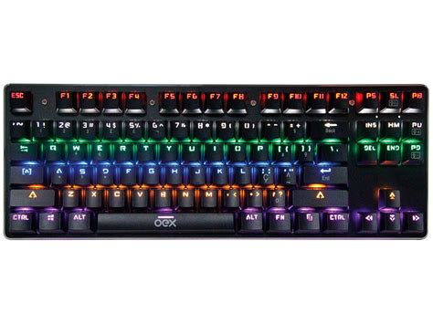 Teclado Mecânico Gamer USB OEX Game ABNT2 Preto TC602 Spectrum