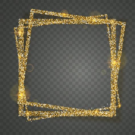 Premium Vector Gold Glitter Frame With Sparkles On Dark Background