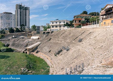 Ruins of the Roman Amphitheatre in the Centre of Durres, Albania Stock ...