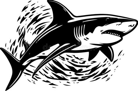 Great White Shark Logo Monochrome Design Stock Vector - Illustration of ...