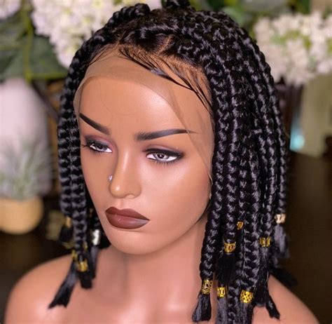 Short Full Lace Box Braided Wig Jumbo Triangular Braided Etsy