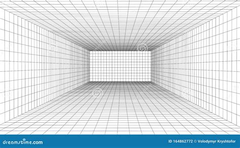 Vector Perspective Grid Detailed Lines On White Background Stock