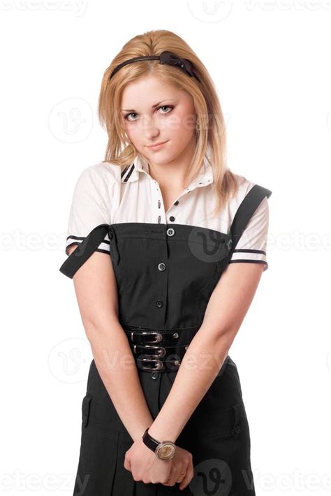 Portrait Of Beautiful Blonde In Black Dress Stock Photo At Vecteezy