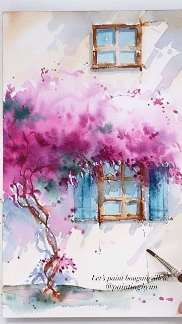 Hyun Jungsook On Instagram Lets Paint Bougainvillea In Watercolor