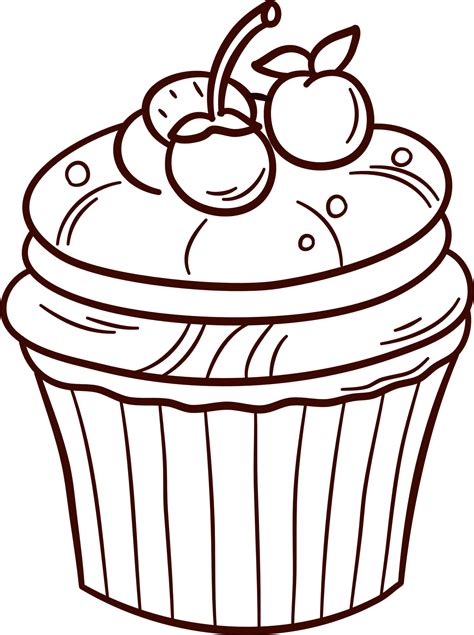 Cupcake doodle line art, Hand drawn cupcake symbol icon set. 26565328 PNG